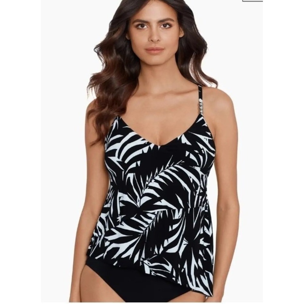 Magicsuit Womens Size 14 Magicsuit Elsa Tankini Black & White Swim Top NWT